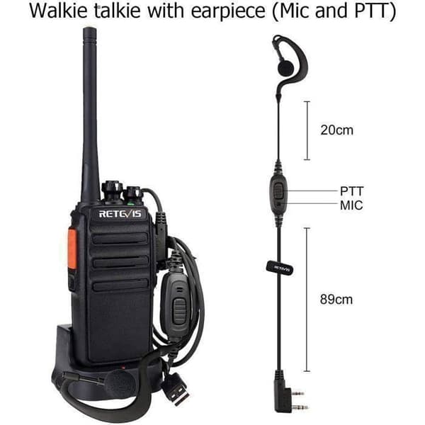 Retevis RT24 Plus Talkie Walkie Professionell PMR446 utan licens 16 kanaler CTCSS/DCS med öronsnäcka, USB-laddningsbas (20 st)