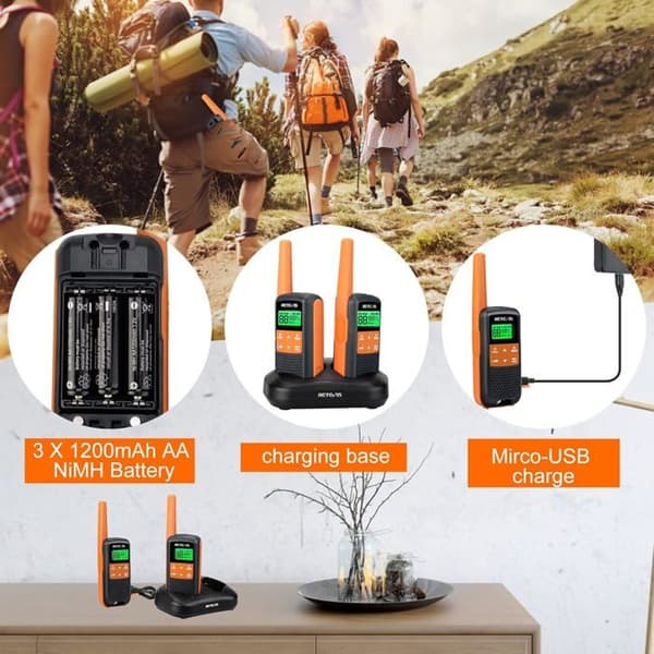 Retevis RT649 Talkie Walkie Professionell, Uppladdningsbar PMR446 Talkie Walkie, IP65 Vattentät, USB-laddning för Camping Vandringar