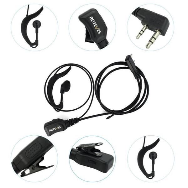 Retevis R111 Talkie Walkie Öronlur Typ G 2 Stift Volymjusterbar Hörlurar För RT24 RT27 RT21 Baofeng BF-888s (10 Stk)