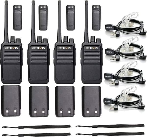 Retevis RT617 Walkie Talkie Lång Räckvidd, PMR446 Professionell, VOX, 16 Kanaler CTCSS/DCS, med Hörsnäcka, för Vandringar, Camping