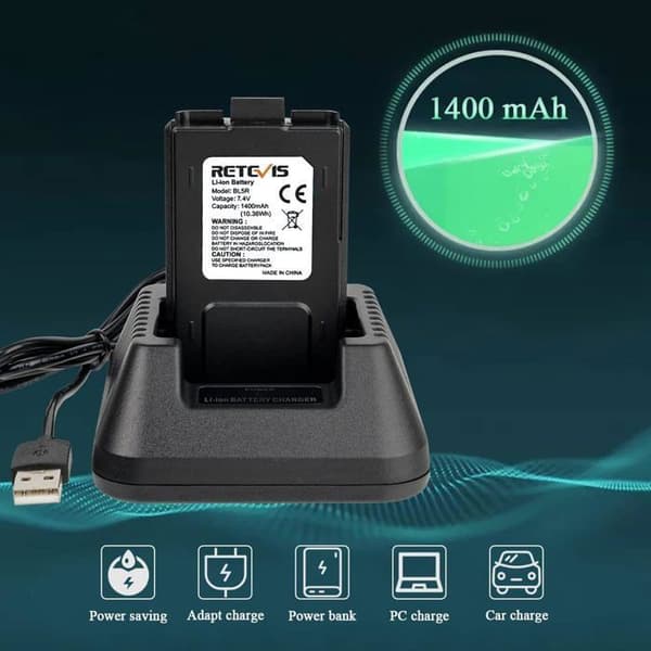 Retevis RT5R Walkie Talkie Dubbelband Radio, 1400mAh med USB-laddare, Bärbar Transceiver för Räddning, Jakt (2 stycken)