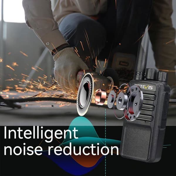 Retevis NR610 Walkie Talkie, PMR446 Uppladdningsbar 1200mAh USB-C, AI brusreducering, VOX, Robust för säkerhet (6 delar)