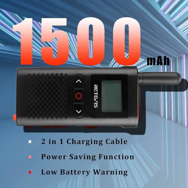 Retevis RB628 Talkie Walkie Mini, PMR446 utan licens, 1500mAh, LCD-skärmar VOX, Professionell med hörlurar för Skola, Hotell (10 stycken)