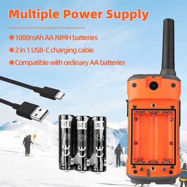 Retevis RT45P Walkie Talkie IP67 Vattentät, Uppladdningsbar, 16 Kanaler, PMR446 utan Licens, LED Ficklampa, SOS, för Aktiviteter (4 St)