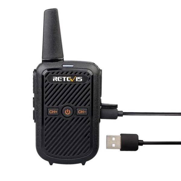 Retevis RT15 Mini Walkie Talkie Långdistans VOX Uppladdningsbar Scan Monitor USB Laddare Högströmsadapter (svart,5)