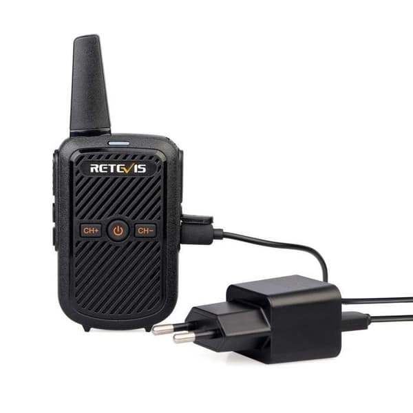 Retevis RT15 Mini Walkie Talkie Långdistans VOX Uppladdningsbar Scan Monitor USB Laddare Högströmsadapter (svart,5)