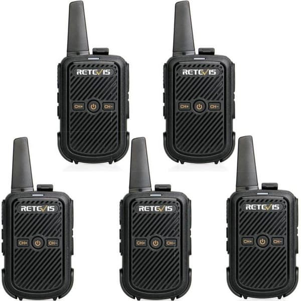 Retevis RT15 Mini Walkie Talkie Långdistans VOX Uppladdningsbar Scan Monitor USB Laddare Högströmsadapter (svart,5)