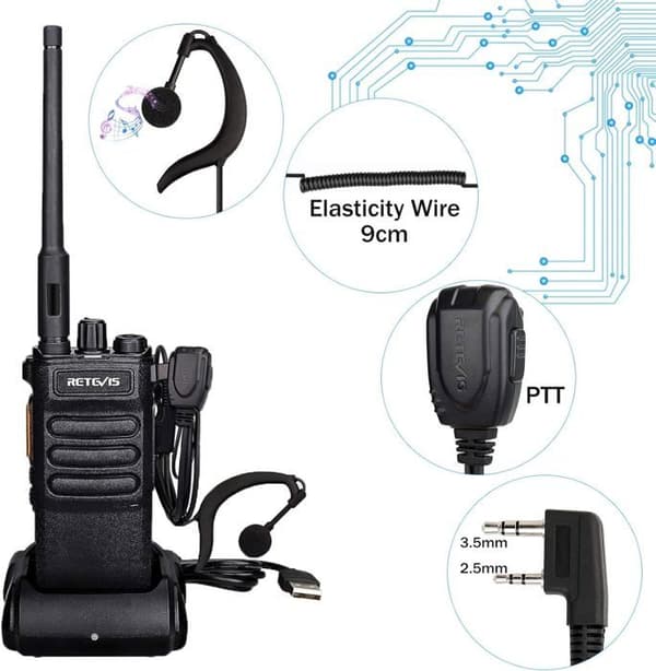 Retevis RT86 Walkie Talkie Lång Räckvidd, Robust Professionell 2600mAh, Ficklampa Larm VOX, Tvåvägsradio Industriell