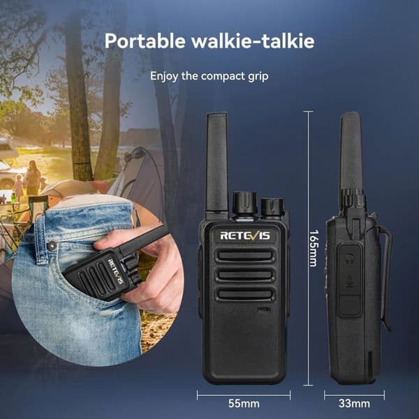 Retevis RT668 Talkie Walkie Lång Räckvidd 3 km, Talkie Walkie Uppladdningsbar, Laddningsstation och Batteri, VOX, för Vandringar