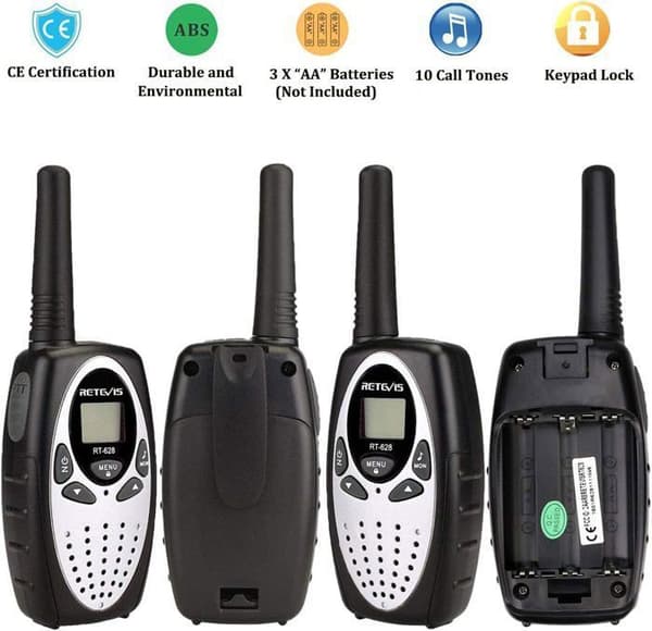 Retevis RT628 Talkie Walkie Barn, Lång Räckvidd VOX för Barn, Leksaker Gåva för Camping, Äventyr, Familjespel (Silver)
