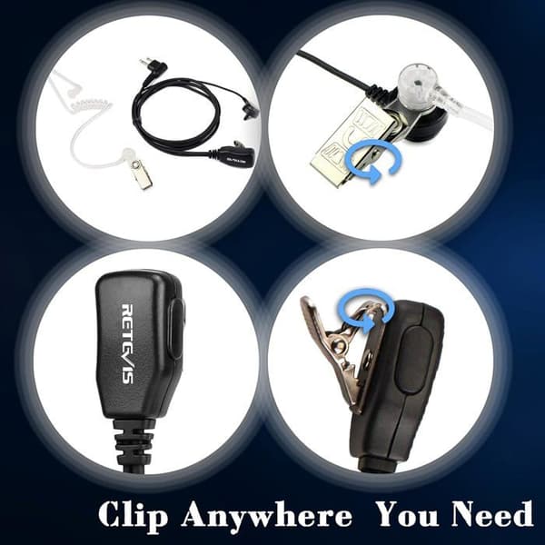 Retevis Öronpropp Walkie Talkie 2 Stift Hörlurar För Motorola CP040 DP1400 GP68 GP88 GP2000 XTN446 SP10 HYT TC-500 TC-600