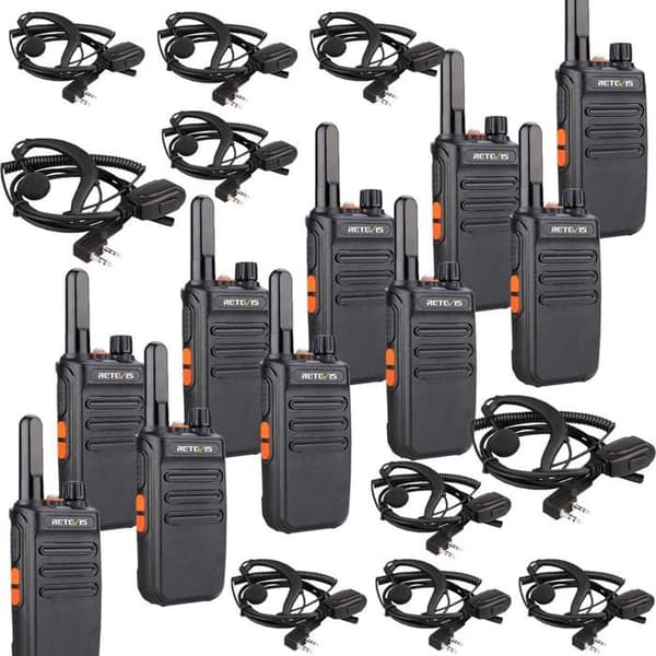 Retevis RB635 Walkie Talkie med hörsnäcka, VOX, PMR-radio, bärbar transceiver med ficklampa för skolan, klubb (10 st)