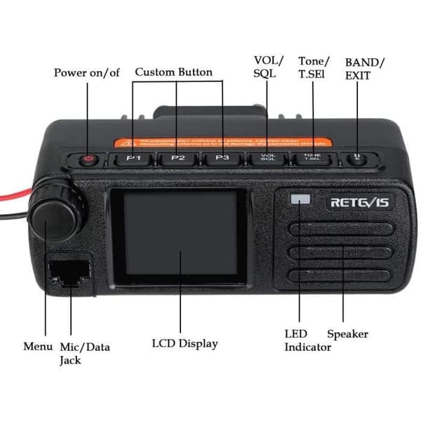 Retevis RT73 Mobilradio, Dual Band Dual Monitor, DMR Digital/Analog, 4000 kanaler Inbyggd GPS, DMTF (1st, svart)
