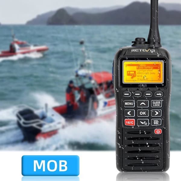Retevis RM40 Talkie Walkie Marine, IP67 Professionell DSC Radio, VHF Marin Bärbar Flytande med GPS, för Räddning, Kustbevakning