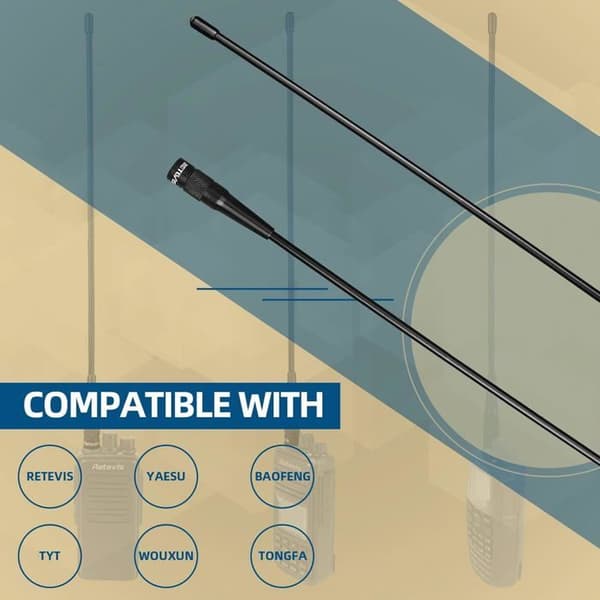 Retevis RHD771 Walkie Talkie Antenn SMA-M Dual Band VHF/UHF High Gain kompatibel med RT3S RT81 Baofeng UV-3R YAESU WOUXUN TYT