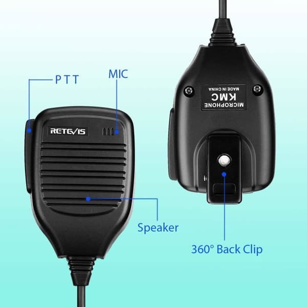 Retevis Mikrohögtalare 2-stifts Walkie Talkie Bärbar för Baofeng UV-5R BF-888S BF-88E RT24 RT22 RT27 Kenwood WOUXUN TYT HYT
