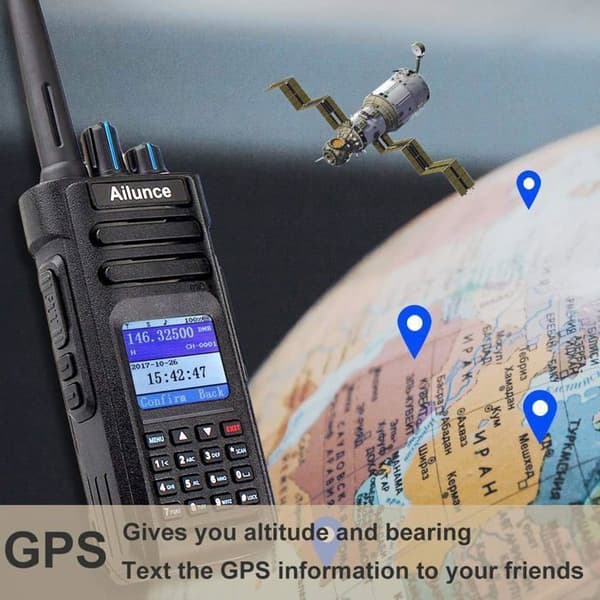 Retevis HD1 10W DMR Radioamatör, GPS, Dubbelband, Digitaltvåvägsradio, Typ C-batteri 3200 mAh, Vattentålig IP67