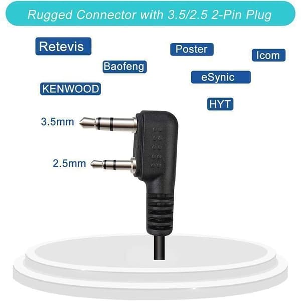 Retevis Talkie Walkie Hörlurs, 2 pin G Form Hörsnäcka För RT24 RT622 RT27 BaoFeng BF-888S BF-88E Kenwood Tvåvägsradio