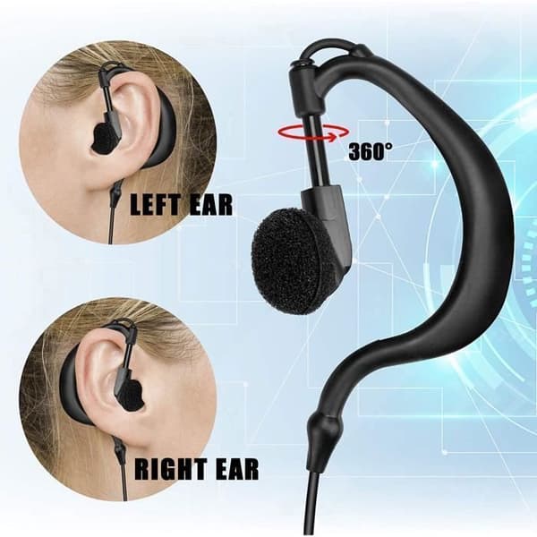 Retevis Talkie Walkie Hörlurs, 2 pin G Form Hörsnäcka För RT24 RT622 RT27 BaoFeng BF-888S BF-88E Kenwood Tvåvägsradio