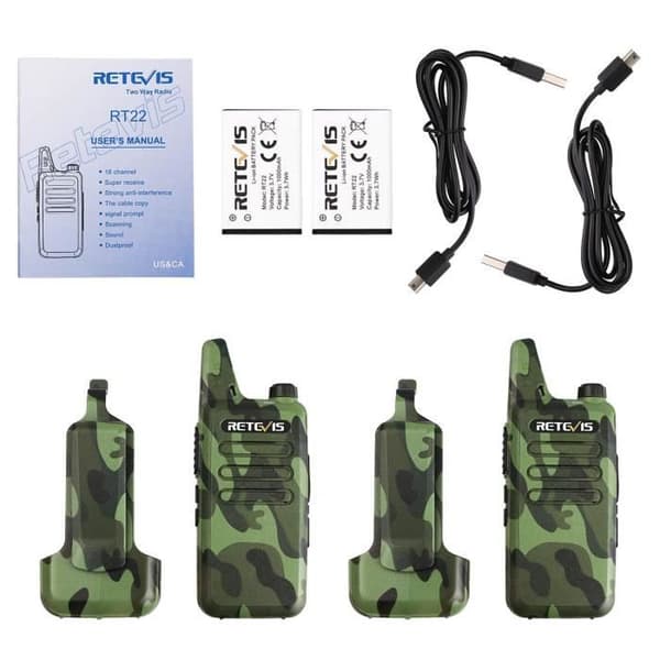 Retevis RT22 Uppladdningsbar Walkie Talkie 16-kanals Walkie Talkies CTCSS-DCS VOX TOT Scan Squelch 1 par