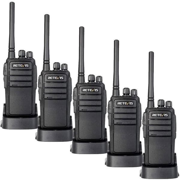 Retevis RT21 Professional Walkie Talkie, PMR446 2W 16 kanaler CTCSS-DCS Uppladdningsbar VOX TOT Scan Monitor (svart, 5 datorer)