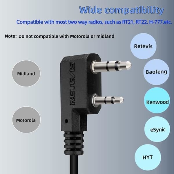 Retevis K316 Walkie Talkie D-form Hörsnäcka Soft Hook Headset Hörsnäcka Kompatibel med Retevis RT24 RT22 RT27 RT21(1 st)