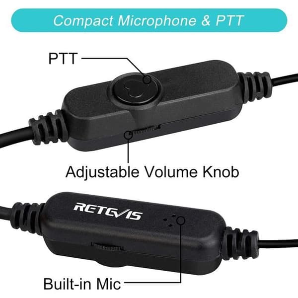 Retevis Walkie Talkie hörsnäcka, 2-stift G Kompatibel med RT24 RT28 RT622 RT27 RT618 RT619 BaoFeng BF-888S BF-88E Kenwood Radio Bidir