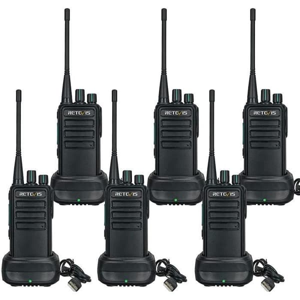 Retevis RB629 Walkie Talkie, PMR446 licensfri tvåvägsradio med trådlös kloningsfunktion, VOX, 16 kanaler (6 st, svart)