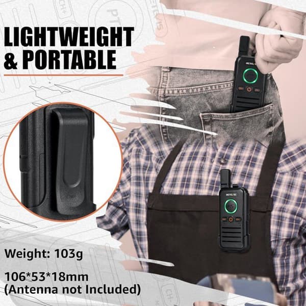 Retevis RB645 Walkie Talkies för vuxna, PMR446 Dual PTT, USB-C laddningsbara tvåvägsradio med hörlurar, VOX (10 st)