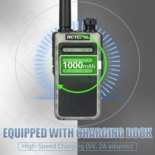 Retevis RB666 Walkie Talkie, Uppladdningsbara Walkie Talkies med hörsnäckor, snabbladdning, PMR446 VOX, Squelch (4 st, svart)