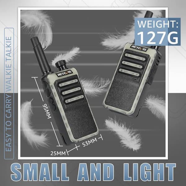 Retevis RB666 Walkie Talkie, Uppladdningsbara Walkie Talkies med hörsnäckor, snabbladdning, PMR446 VOX, Squelch (4 st, svart)