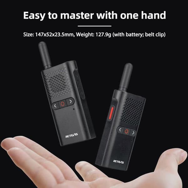 Retevis RB628B Walkie Talkie med headset, PMR446 1500mAh, VOX, liten och lätt, professionell bärbar för restaurang (4 st, svart)