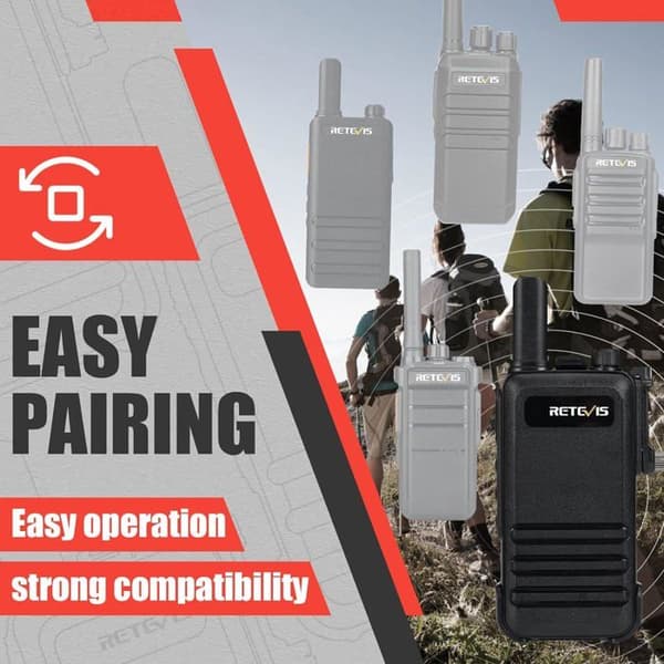 Retevis RB647 bärbar walkie talkie, IP67, PMR446, 16 kanaler, VOX uppladdningsbar walkie talkie för utomhusbruk, camping (3 delar)