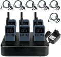 Miniatyrbild 1 av 6: Retevis RB619 Walkie Talkie, PMR446 1650mAh, med sexportars laddare, VOX, med hörlurar för hotell, skolor (6-pack, marinblå)