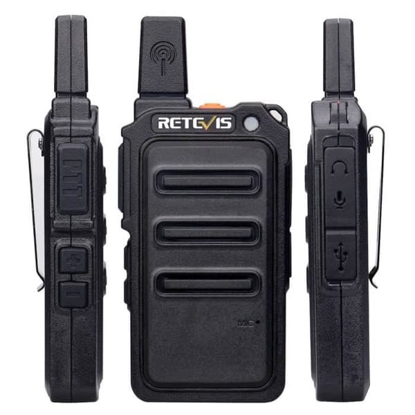 Retevis RT619 Mini Licensfri Walkie Talkie Professional PMR446 VOX Squelch Scan Surveillance (4 par, svart)