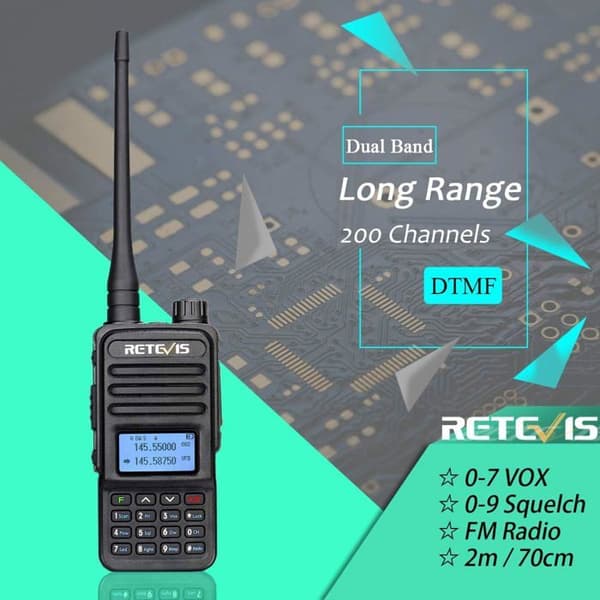 Retevis RT85 Walkie Talkie med lång räckvidd, Dual Band Two-Way Radio, VOX, 200 kanalers nödlarm 2m/70cm Uppladdningsbar