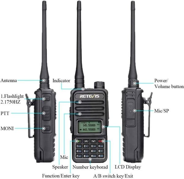 Retevis RT85 Walkie Talkie med lång räckvidd, Dual Band Two-Way Radio, VOX, 200 kanalers nödlarm 2m/70cm Uppladdningsbar