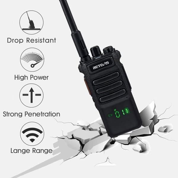 Retevis RT86 walkie talkie, 2600mAh tvåvägsradio, professionell walkie talkie, ficklampa, larm för utomhusbruk, jakt
