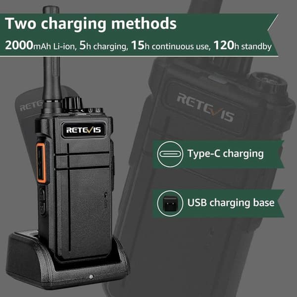 Retevis RB637 Bluetooth Walkie Talkie, tvåvägsradio med trådlöst headset, Type-C 2000mAh, VOX, ficklampa, trådlös kopia