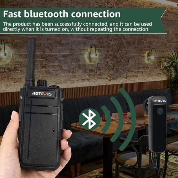 Retevis RB637 Bluetooth Walkie Talkie, tvåvägsradio med trådlöst headset, Type-C 2000mAh, VOX, ficklampa, trådlös kopia