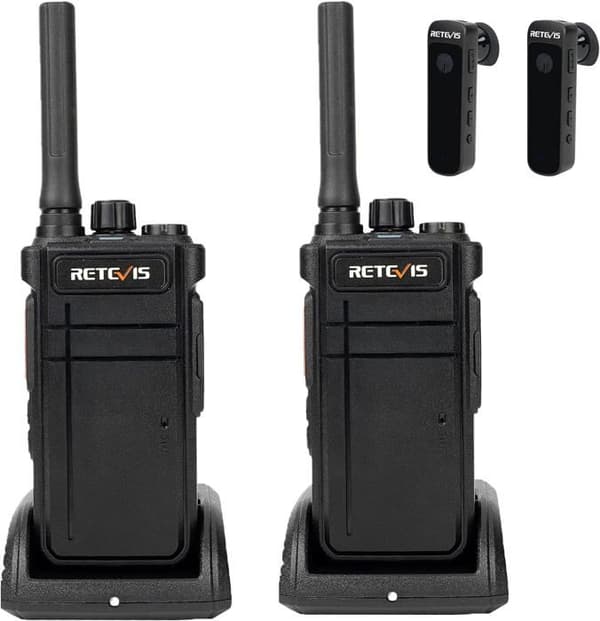Retevis RB637 Bluetooth Walkie Talkie, tvåvägsradio med trådlöst headset, Type-C 2000mAh, VOX, ficklampa, trådlös kopia