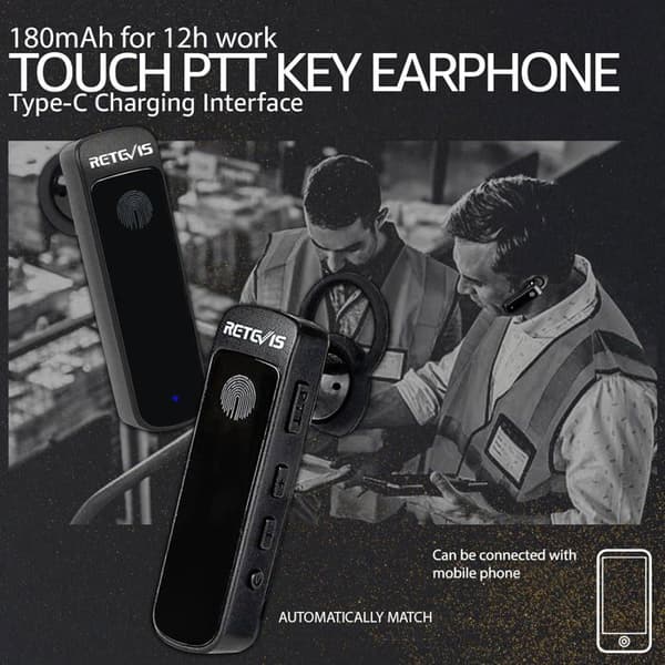 Retevis RB689 trådlös walkie talkie, högeffekts tvåvägsradio med trådlöst headset, VOX, ficklampa, 2600mAh(2pack)