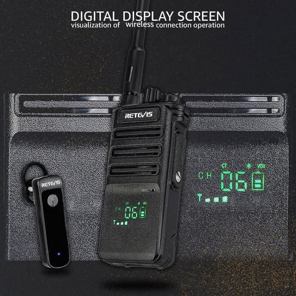 Retevis RB689 trådlös walkie talkie, högeffekts tvåvägsradio med trådlöst headset, VOX, ficklampa, 2600mAh(2pack)