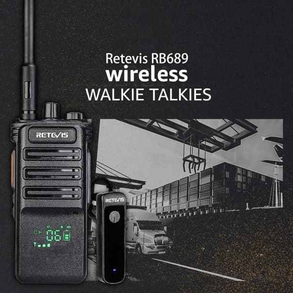 Retevis RB689 trådlös walkie talkie, högeffekts tvåvägsradio med trådlöst headset, VOX, ficklampa, 2600mAh(2pack)