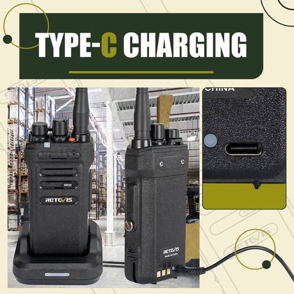 Retevis NR630 Walkie Talkie med lång räckvidd, IP67 vattentät bärbar, brusreducerande, 2800mAh professionell tvåvägsradioräddning