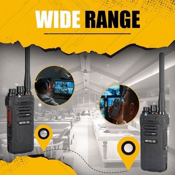 Retevis NR630 Talkie Walkie Professionell, Tvåvägsradio Lång Räckvidd IP67 Vattentålig, 2800mAh, VOX, Hörlurar, för Restaurang