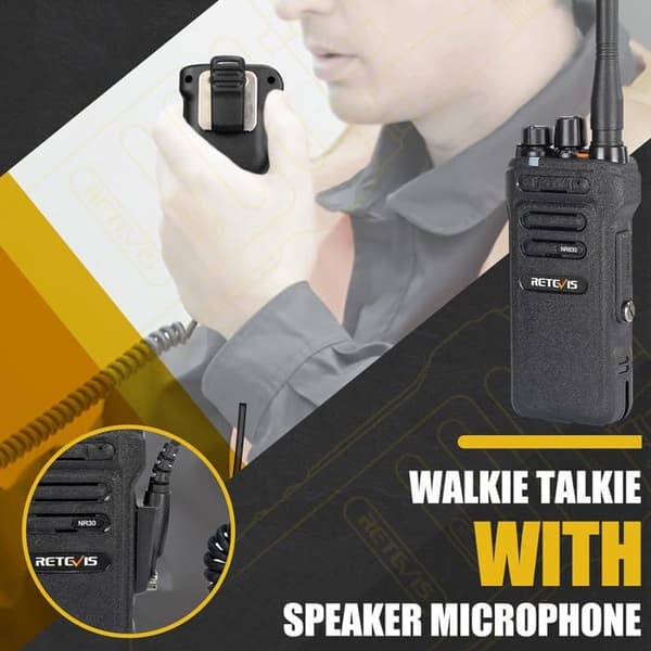 Retevis NR630 Walkie Talkie med lång räckvidd, IP67 vattentät tvåvägsradio, gruppsamtal, USB, 2800mAh med axelmikrofon, byggarbetsplats