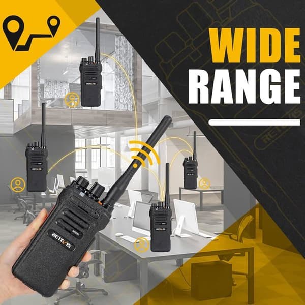 Retevis NR630 Walkie Talkie med lång räckvidd, IP67 vattentät tvåvägsradio, gruppsamtal, USB, 2800mAh med axelmikrofon, byggarbetsplats