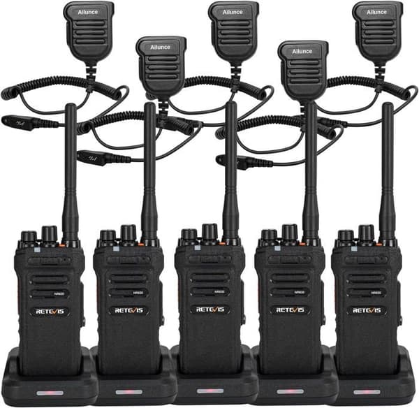Retevis NR630 Walkie Talkie med lång räckvidd, IP67 vattentät tvåvägsradio, gruppsamtal, USB, 2800mAh med axelmikrofon, byggarbetsplats