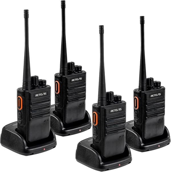 Retevis RB646 IP67 vattentät walkie talkie, PMR446 portabla små tvåvägsradioapparater, VOX röstmeddelandebatteri (svart, 4 st)